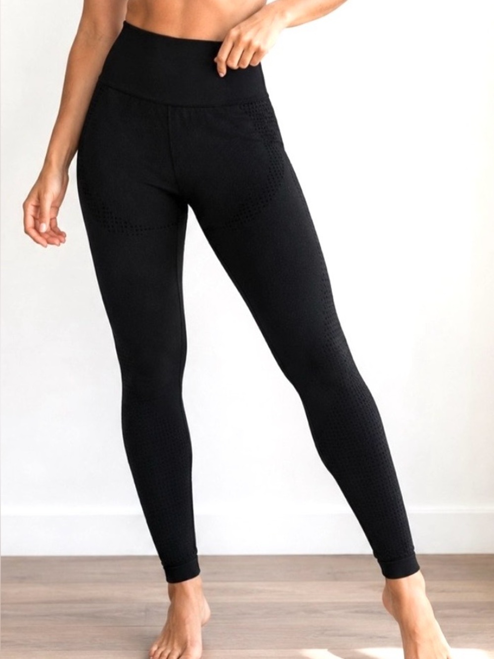 NEW Women XL Black Seamless High Waist Compression Leggings Texture Activewear